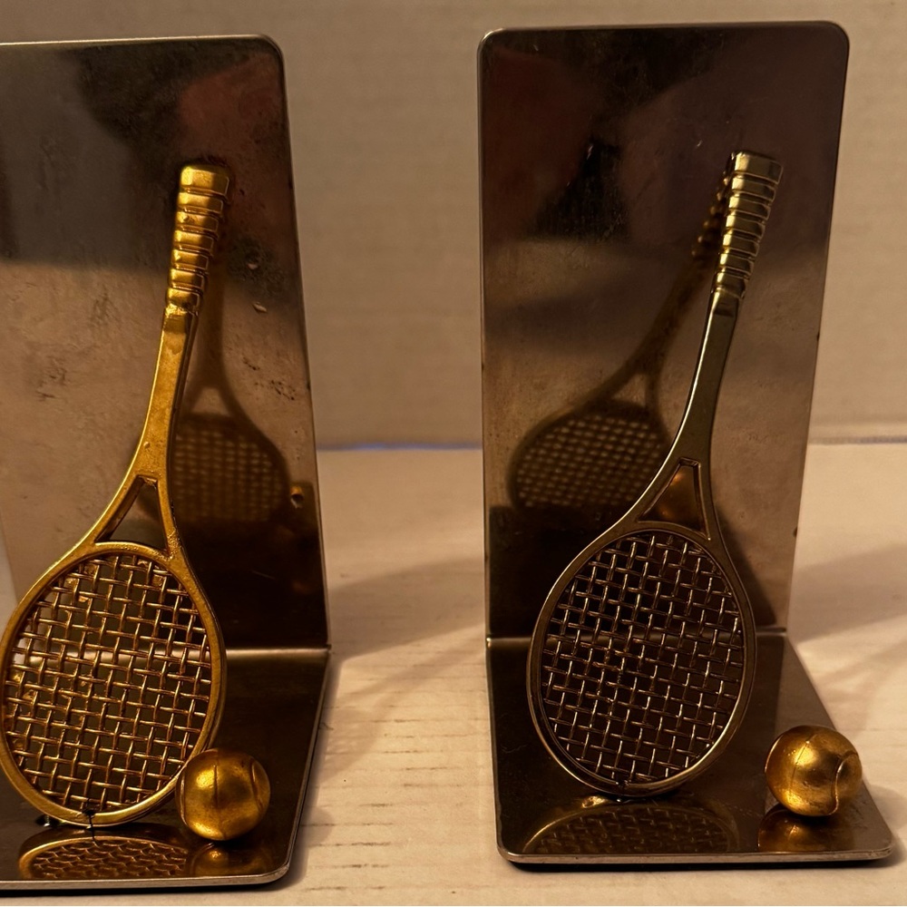 Gold and Silver Tennis Racket Bookends - Picture 4 of 7